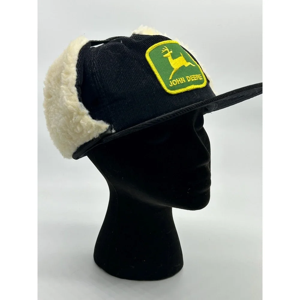 Vtg 80s JOHN DEERE Corduroy Patch Hat USA Louisville Snap Back New Old Stock‎